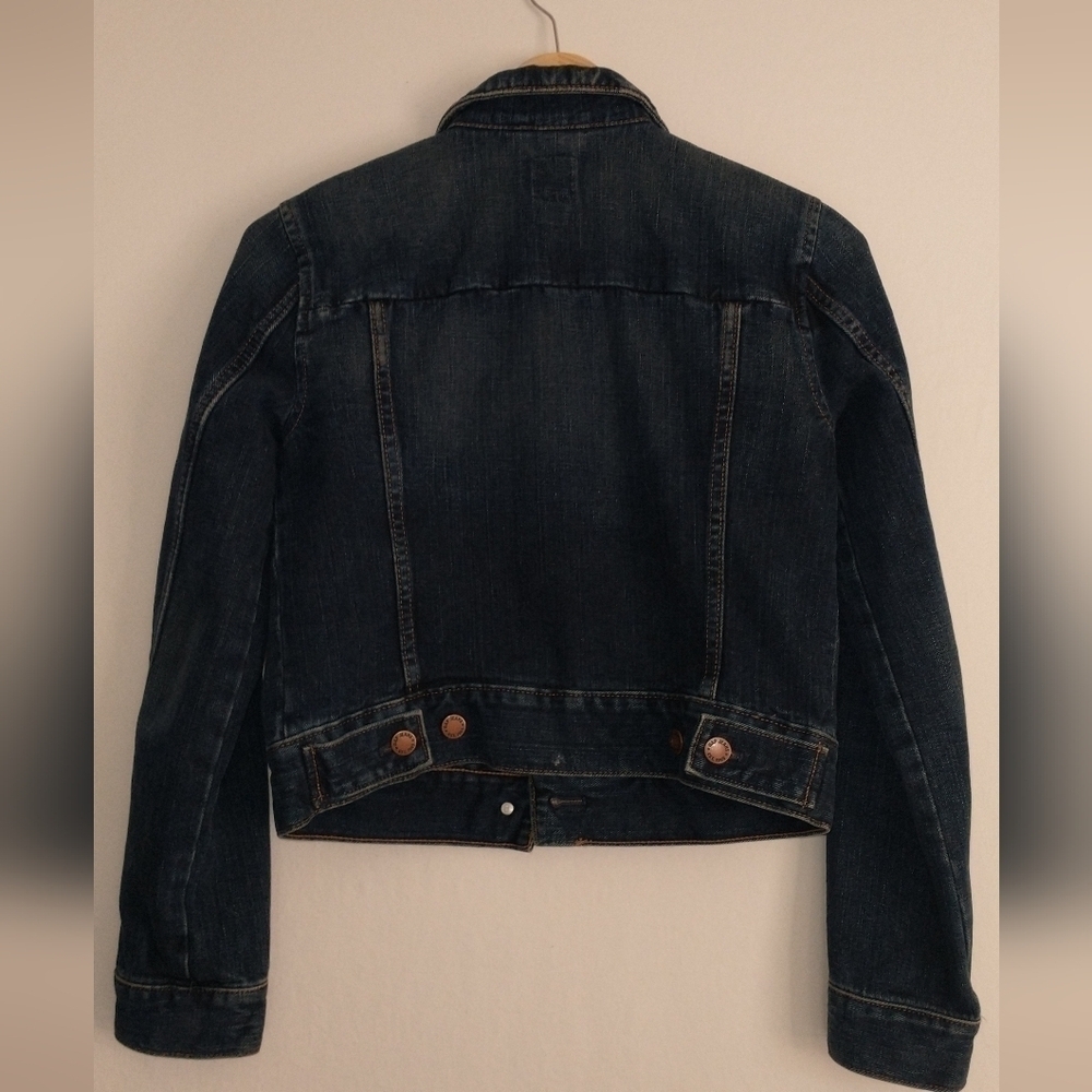 GAP Crop Jean Jacket Dark Denim Size XSMALL - Picture 4 of 4
